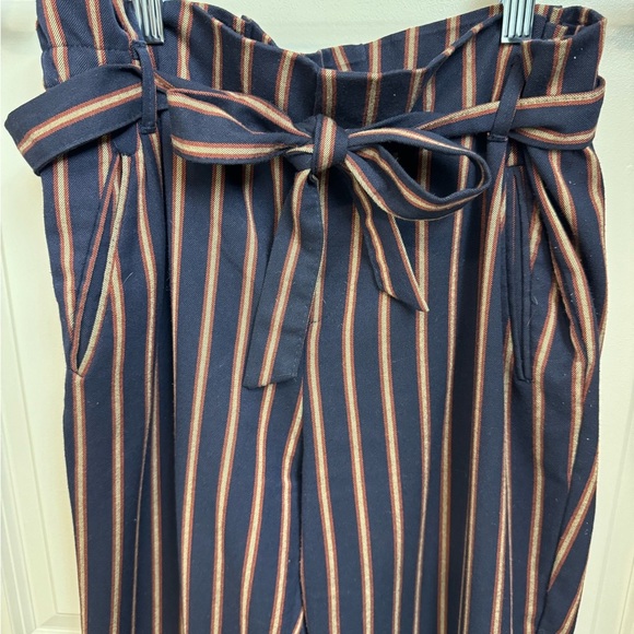 Zara Navy Striped High-Waist Pants - Picture 3 of 5